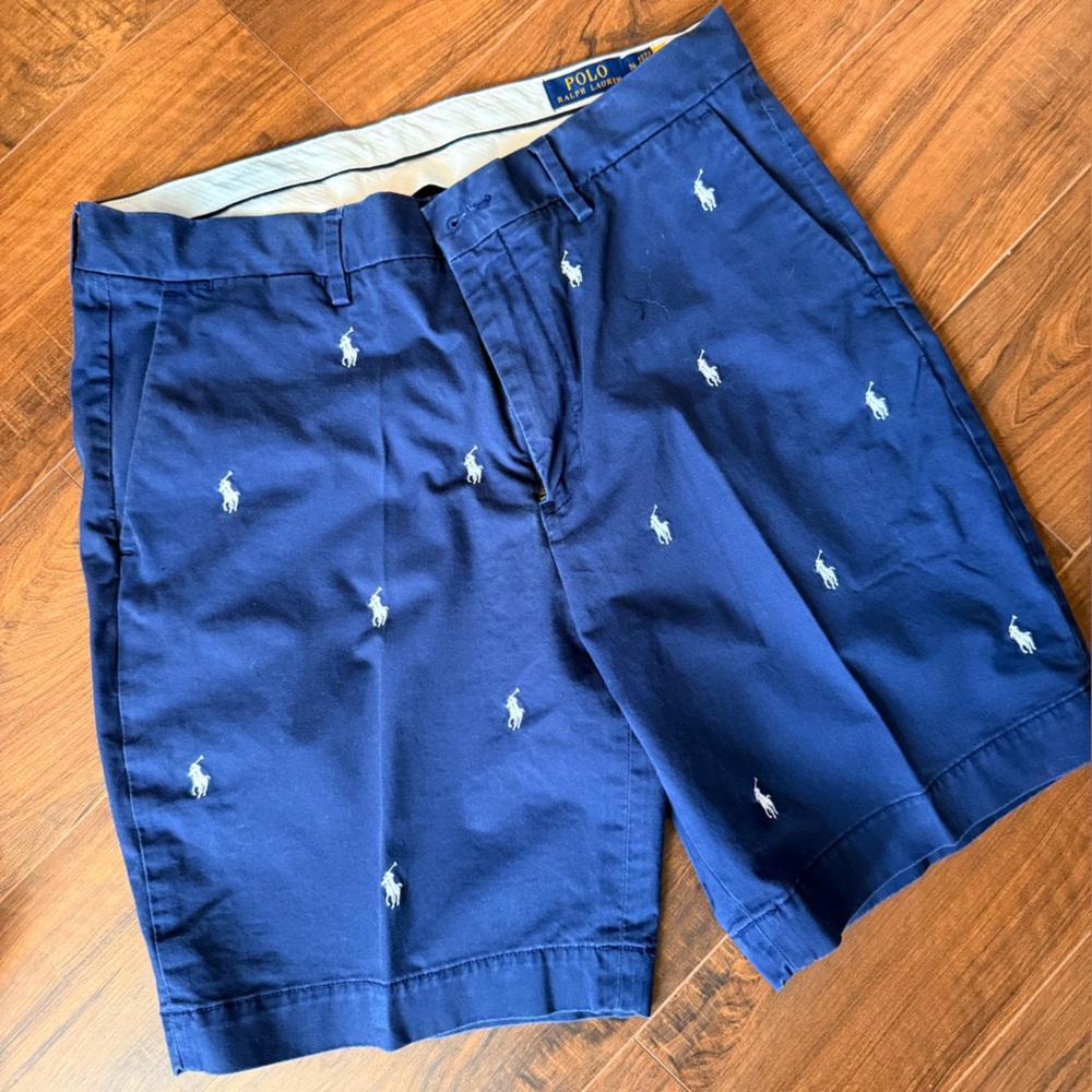 Ralph Lauren Men's Navy Blue Flat Front Shorts